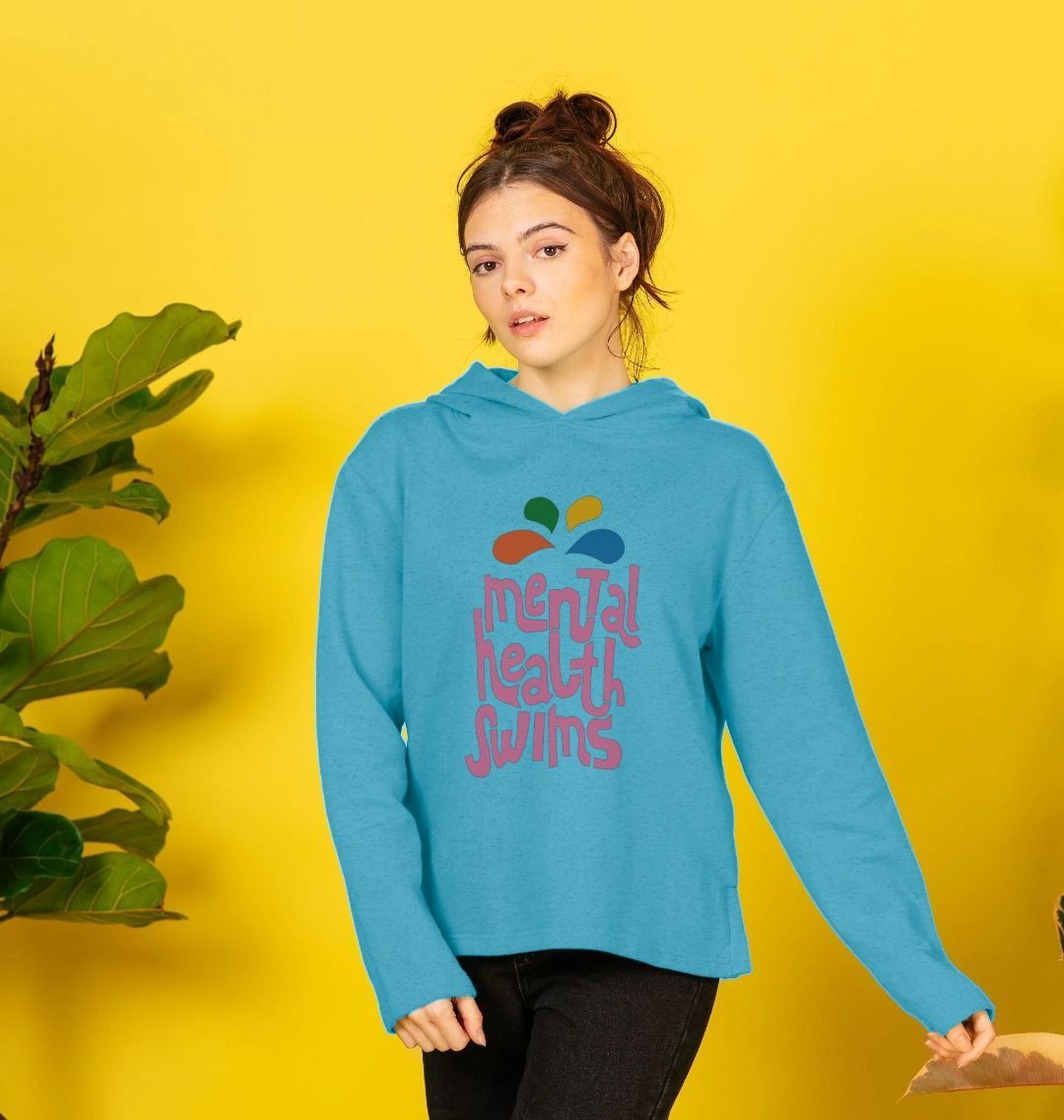 Mental Health Swims Relaxed Fit Hoodie Pink Logo Mental Health Swims